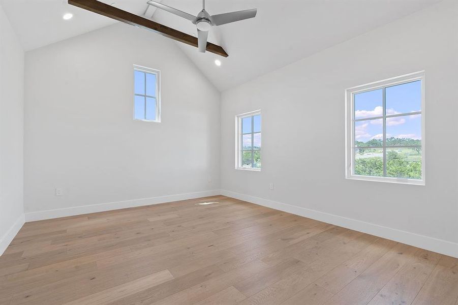 Bedroom 5, vaulter ceilings and exposed beams