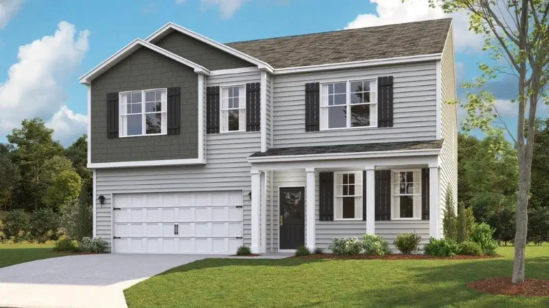 Front exterior of a new home in The Hideaway at Edgestone, Ooltewah, TN, highlighting curb appeal (Image 19).