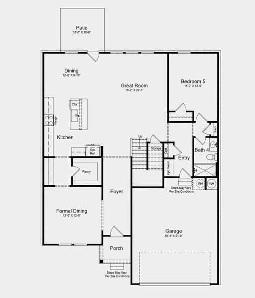 2D floor plan layout for the Timber by Taylor Morrison in Weatherfield, Buford, GA (Image 3).