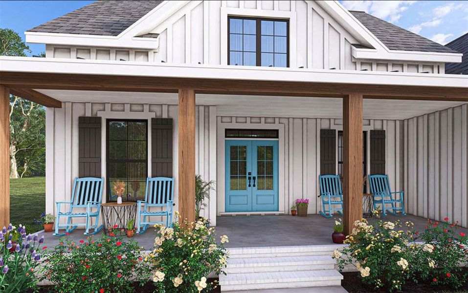 Exterior details and patio area of a home in Echo Grove, Poolville (Image 4).