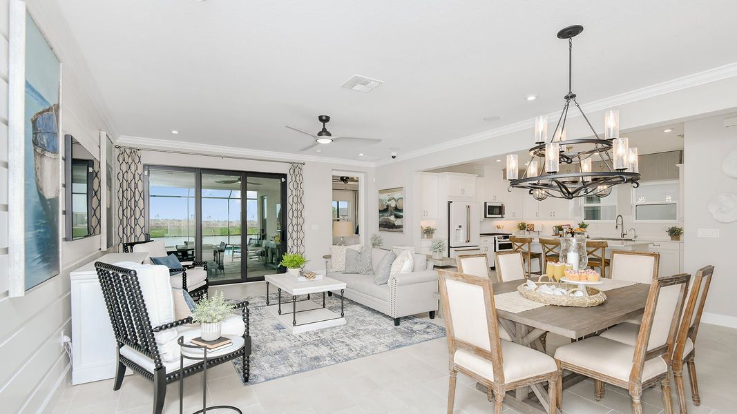 Furnished interior view inside a new home in Esplanade at Tradition, Port St. Lucie (Image 7). Furnished interior view inside a new home in Esplanade at Tradition, Port St. Lucie (Image 7).