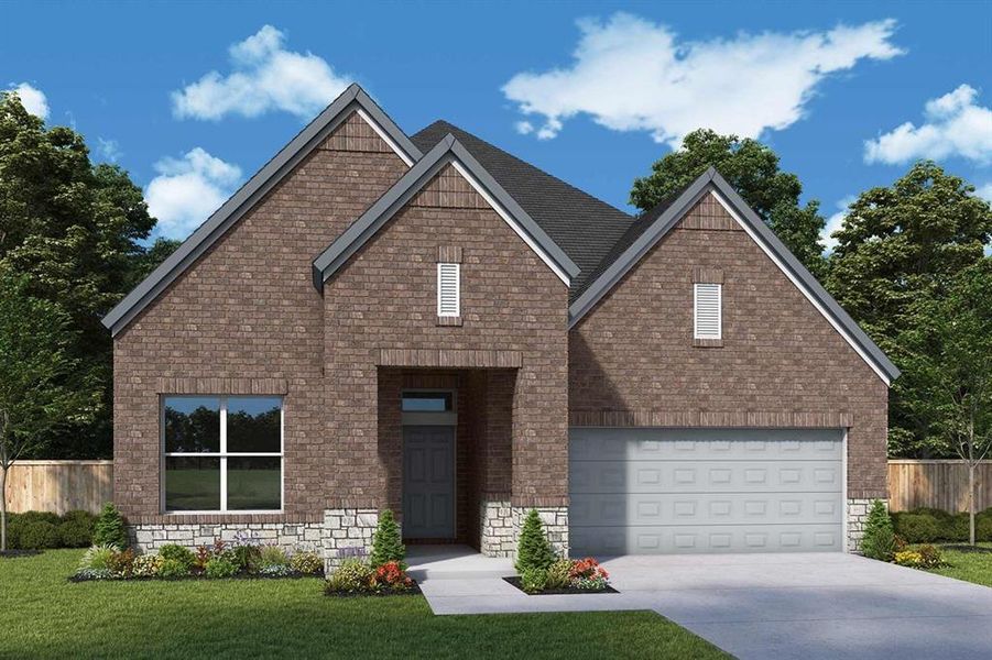 Front exterior of a new home in Goodland – Classic Series, Grand Prairie, TX, highlighting curb appeal (Image 1).