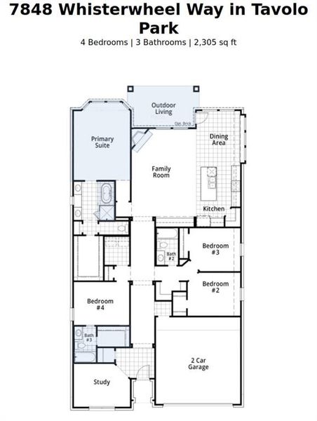 2D floor plan layout of this home in Tavolo Park, Fort Worth, TX (Image 4).