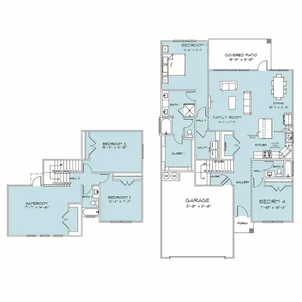 2D floor plan layout of this home in Hartrick Ranch, Temple, TX (Image 3).