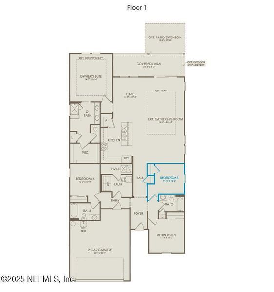 2D floor plan layout of this home in Murray Farms, Middleburg, FL (Image 3).