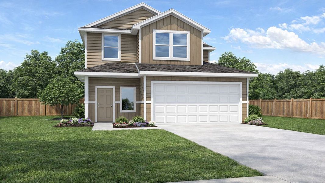 Representative exterior photo of a completed home built from the Hanna by D.R. Horton in Lake Conroe Cove, Willis, TX (Image 20). Representative exterior photo of a completed home built from the Hanna by D.R. Horton in Lake Conroe Cove, Willis, TX (Image 20).