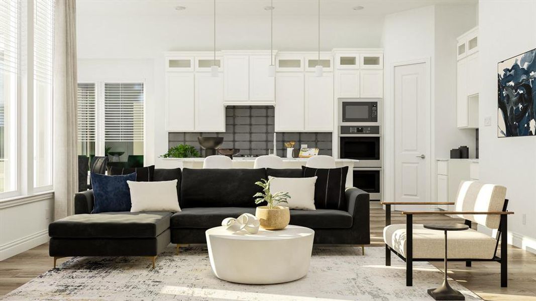 Living room featuring light hardwood / wood-style flooring