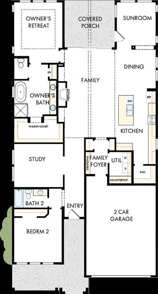 2D floor plan layout of this home in The Highlands Encore - Tranquil Collection, Porter, TX (Image 2).