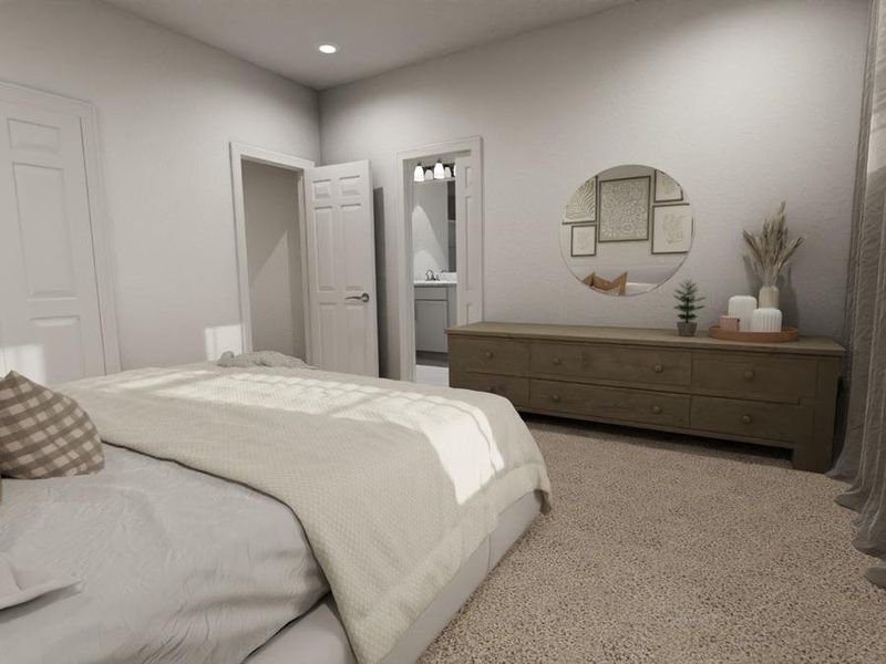 Complete with walk-in wardrobe and en-suite owner`s bath. (Artists` rendering of the Aria)