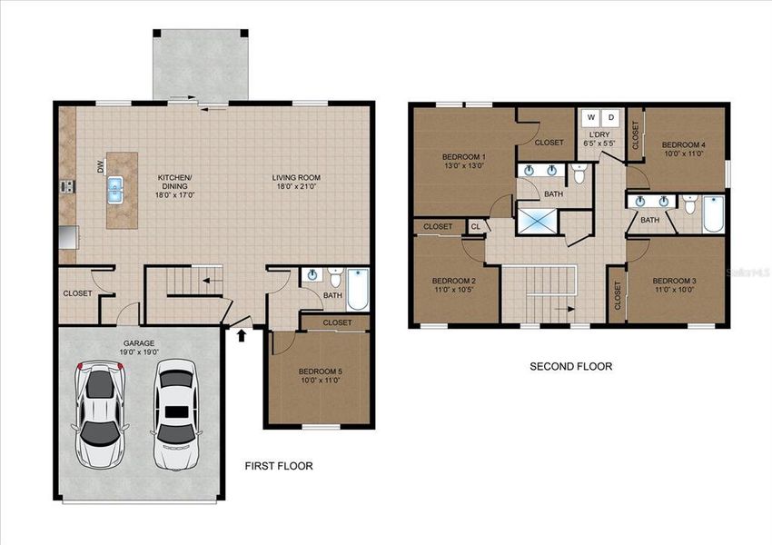 2D floor plan layout of this home in Parkside at Cherry Lake, Groveland, FL (Image 4). 2D floor plan layout of this home in Parkside at Cherry Lake, Groveland, FL (Image 4).
