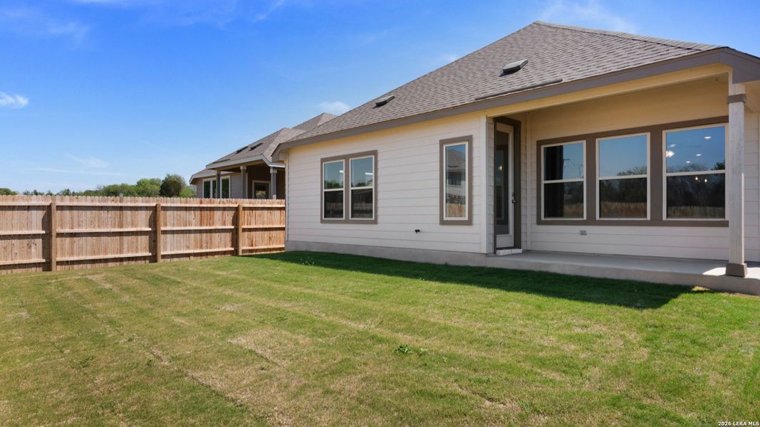 Exterior details and patio area of a home in Meyer Ranch - Enclave, New Braunfels (Image 2). Exterior details and patio area of a home in Meyer Ranch - Enclave, New Braunfels (Image 2).