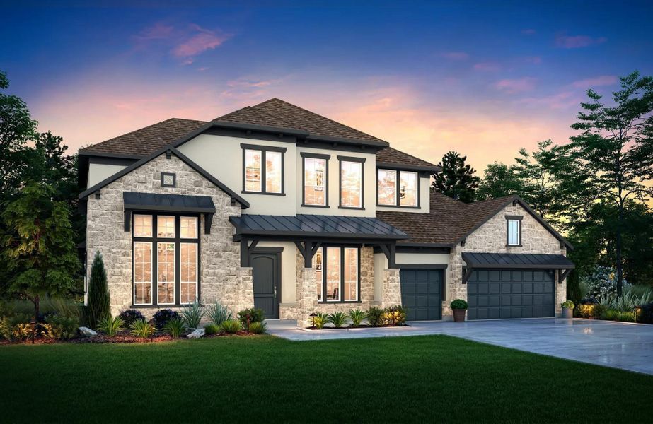 Front exterior of a new home in Provence, Austin, TX, highlighting curb appeal (Image 1). Front exterior of a new home in Provence, Austin, TX, highlighting curb appeal (Image 1).