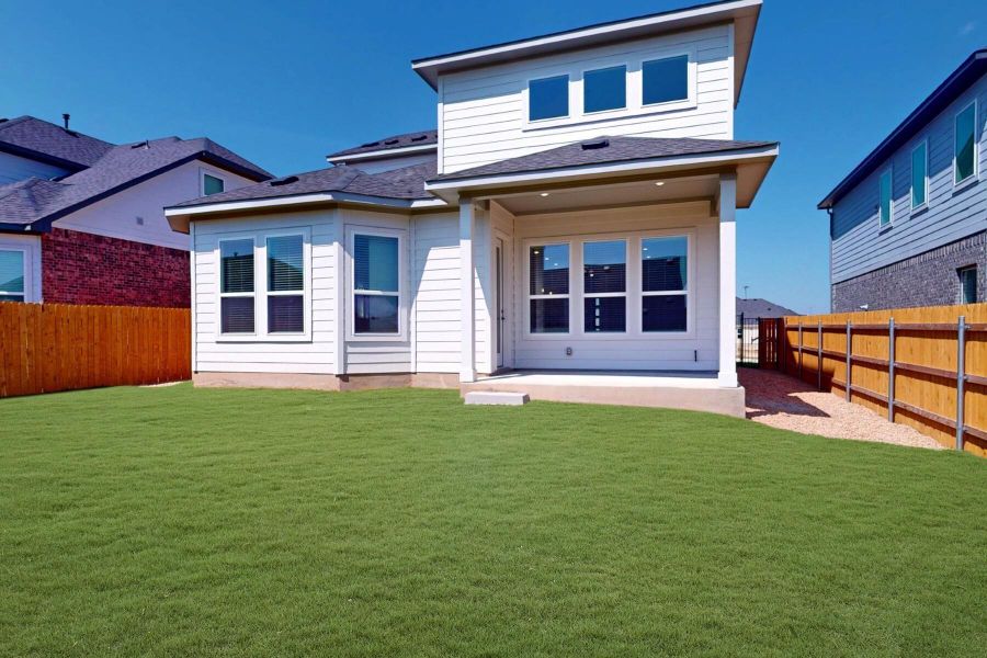 Exterior details and patio area of a home in Cascades at Onion Creek, Austin (Image 21). Exterior details and patio area of a home in Cascades at Onion Creek, Austin (Image 21).