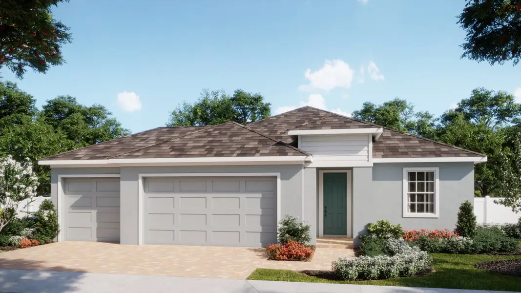 Representative exterior photo of a completed home built from the Meadowood by Risewell Homes in Country Club Estates, Palm Bay, FL (Image 19). Representative exterior photo of a completed home built from the Meadowood by Risewell Homes in Country Club Estates, Palm Bay, FL (Image 19).