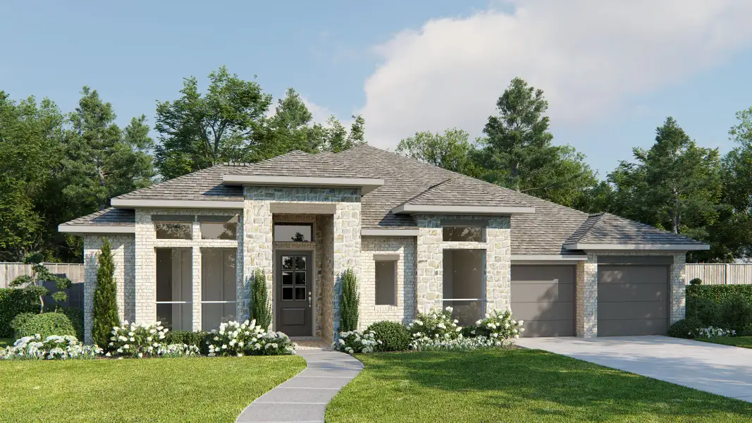 Representative exterior photo of a completed home built from the 3430W by Perry Homes in Briarley, Montgomery, TX (Image 6). Representative exterior photo of a completed home built from the 3430W by Perry Homes in Briarley, Montgomery, TX (Image 6).