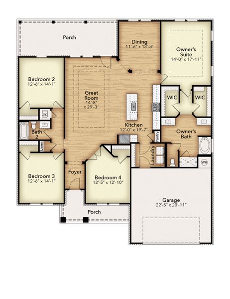 2D floor plan layout for the The Sapphire by Herbst Homes in Walther Reserve, Milton, FL (Image 5).