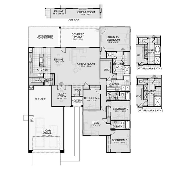 2D floor plan layout for the 2721 by Homes by Towne in Salero, Laveen, AZ (Image 3).