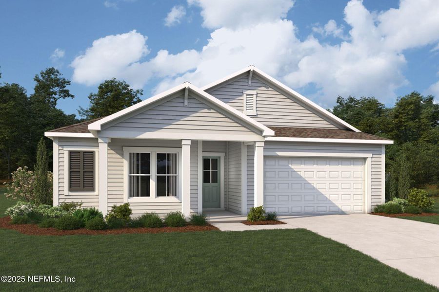 Front exterior of a new home in RiverTown - Cove, St. Johns, FL, highlighting curb appeal (Image 1).