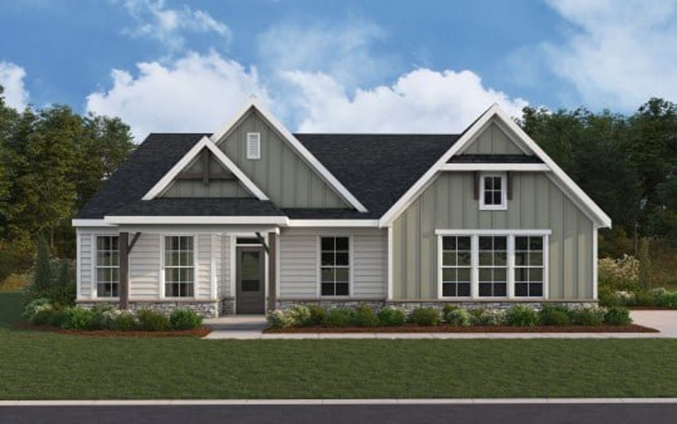 Representative exterior photo of a completed home built from the Emmett by Fischer Homes in Stonehaven, Hoschton, GA (Image 10).