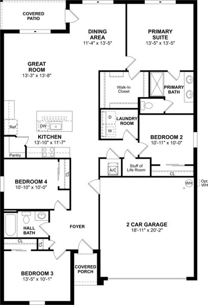 2D floor plan layout for the Goldenrod II by K. Hovnanian® Homes in Aspire at Marion Oaks, Ocala, FL (Image 4).