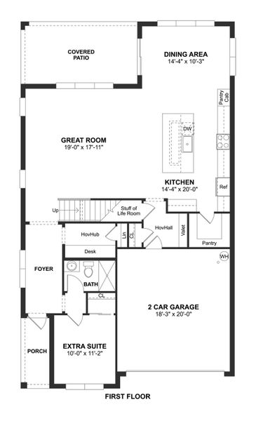 2D floor plan layout for the Rhodes II by K. Hovnanian® Homes in Salerno Reserve - Single Family, Stuart, FL (Image 3).