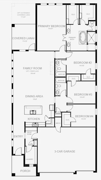 2D floor plan layout for the 2262F by Perry Homes in Glynlea Country Club 50', Port St. Lucie, FL (Image 2).