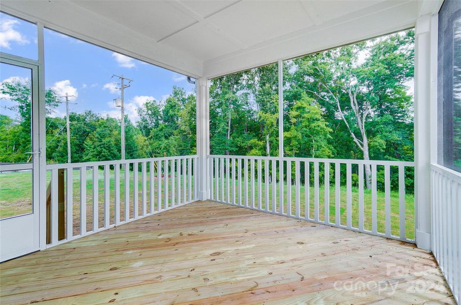 Covered back deck with private back yard