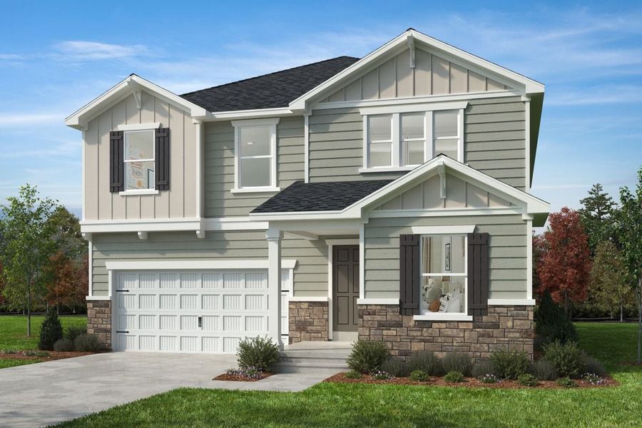 Representative exterior photo of a completed home built from the 3147 by KB Home in Utley Farms, New Hill, NC (Image 7).