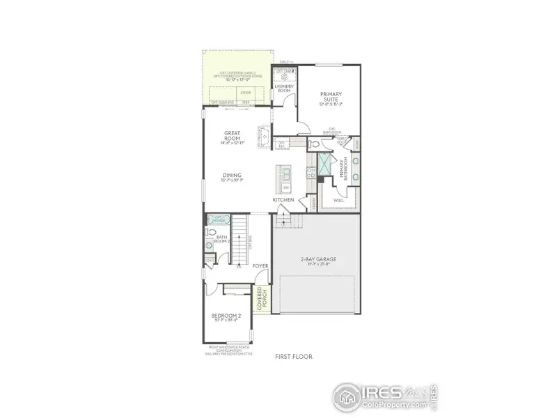 2D floor plan layout of this home in Westside Crossing Paired Homes, Berthoud, CO (Image 3).