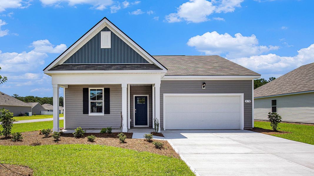 Front exterior of a new home in Dove Crossing, Conway, SC, highlighting curb appeal (Image 2). Front exterior of a new home in Dove Crossing, Conway, SC, highlighting curb appeal (Image 2).