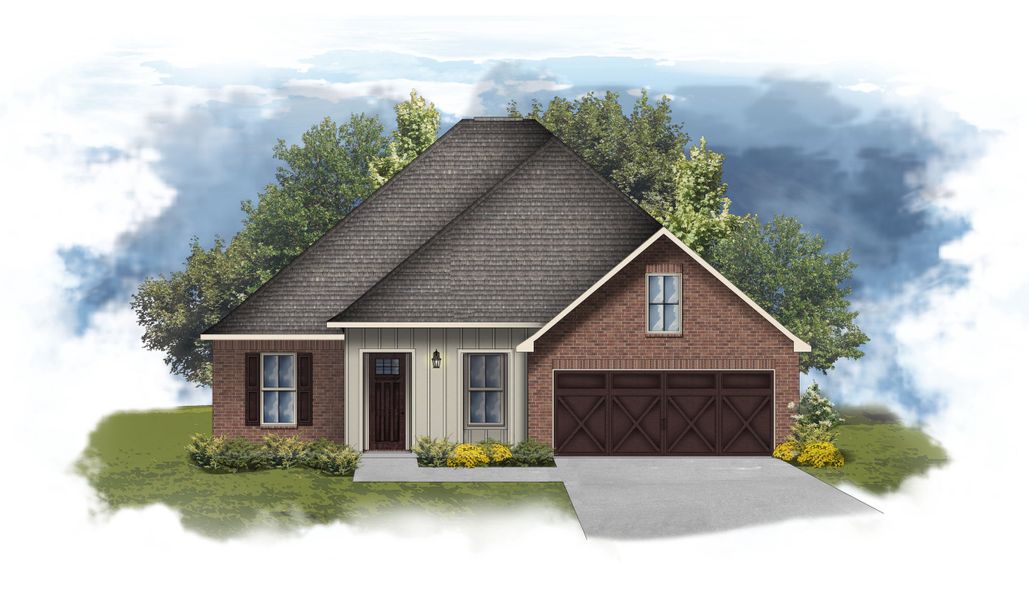 Representative exterior photo of a completed home built from the Hanson III G by DSLD Homes in Longleaf, Lumberton, TX (Image 1).