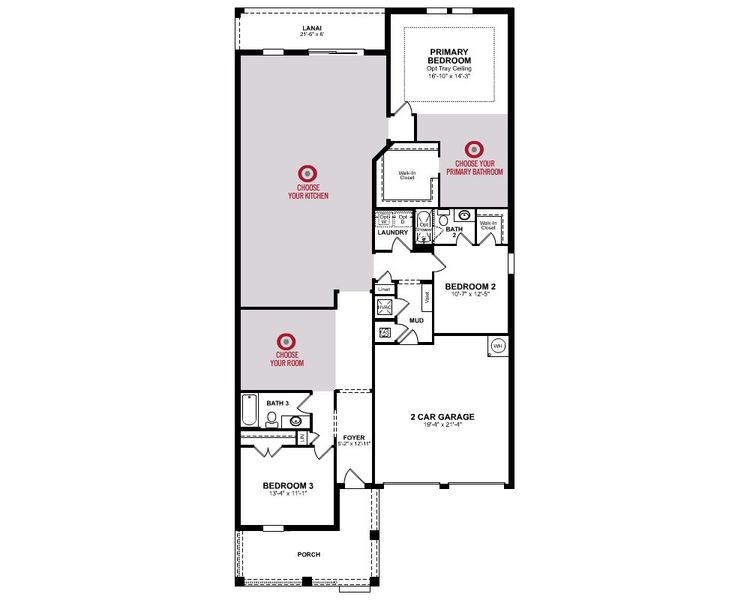 2D floor plan layout for the Carlisle by Beazer Homes in Vintner Reserve, Clermont, FL (Image 3).
