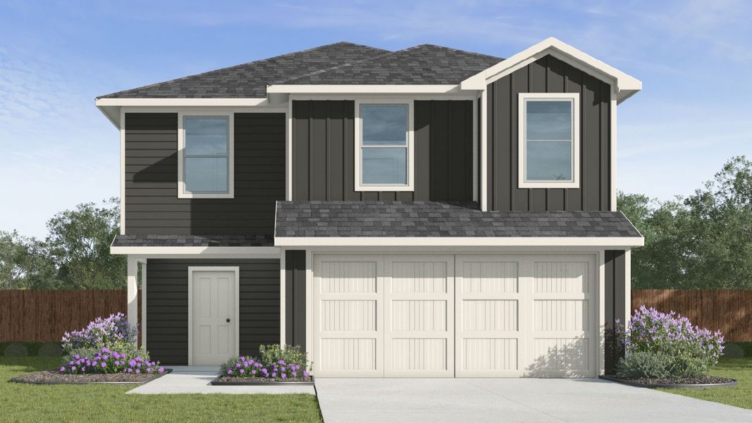 Representative exterior photo of a completed home built from the Franklin by D.R. Horton in Presswoods, Splendora, TX (Image 1). Representative exterior photo of a completed home built from the Franklin by D.R. Horton in Presswoods, Splendora, TX (Image 1).