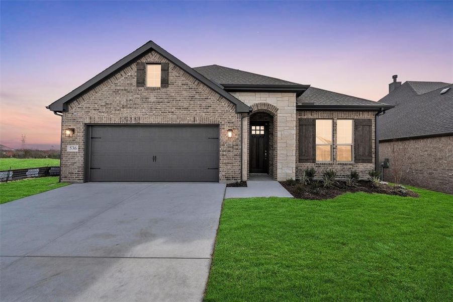 Front exterior of a new home in Waterford Park, Weatherford, TX, highlighting curb appeal (Image 18).