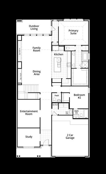 2D floor plan layout of this home in Cambridge Crossing, Celina, TX (Image 4).