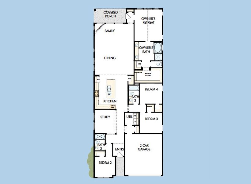 2D floor plan layout for the The Crystal Beach by David Weekley Homes in Landmark, Denton, TX (Image 5).