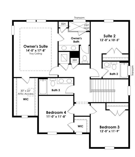 2D floor plan layout for the Seacrest by Kolter Homes in NatureWalk at Watersound Origins, Inlet Beach, FL (Image 4).