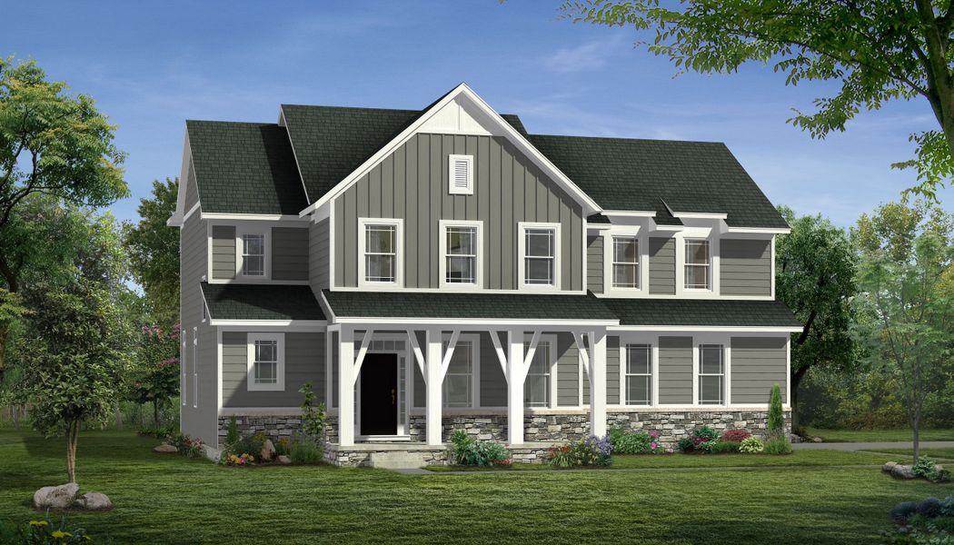 Representative exterior photo of a completed home built from the The Georgetown II Side Entry by Norfolk Homes in Fosdick Glen of Saline, Saline, MI (Image 28).