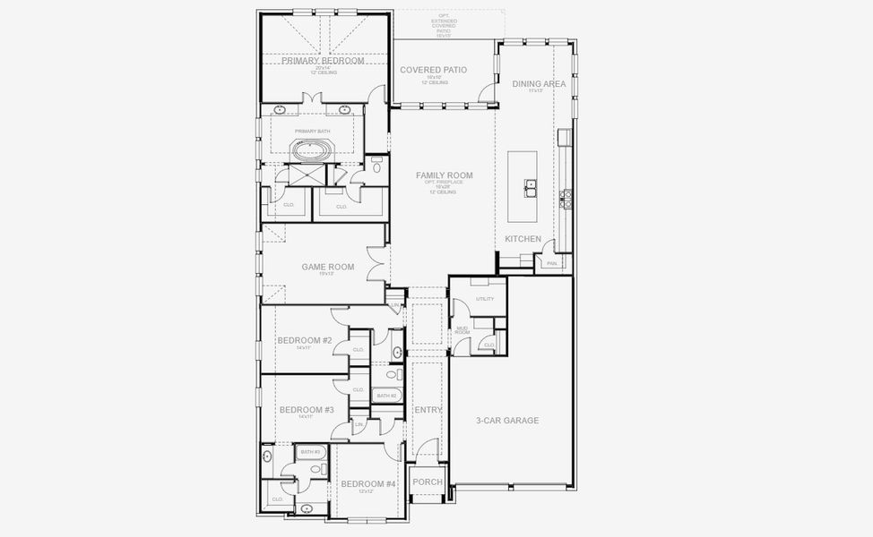 2D floor plan layout for the 2994W by Perry Homes in Juniper Springs 60', Lockhart, TX (Image 3). 2D floor plan layout for the 2994W by Perry Homes in Juniper Springs 60', Lockhart, TX (Image 3).