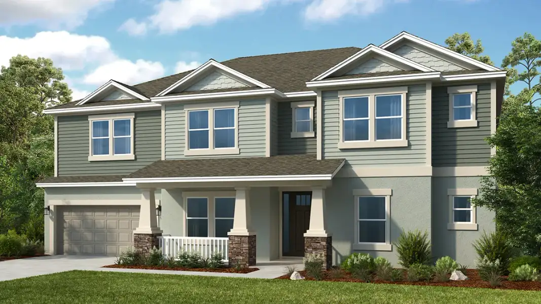 Representative exterior photo of a completed home built from the Bimini by Taylor Morrison in Hammock at Two Rivers, Zephyrhills, FL (Image 3).