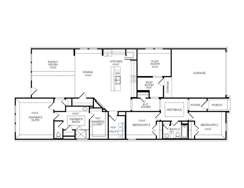 2D floor plan layout of this home in Emberly  45', Beasley, TX (Image 4).