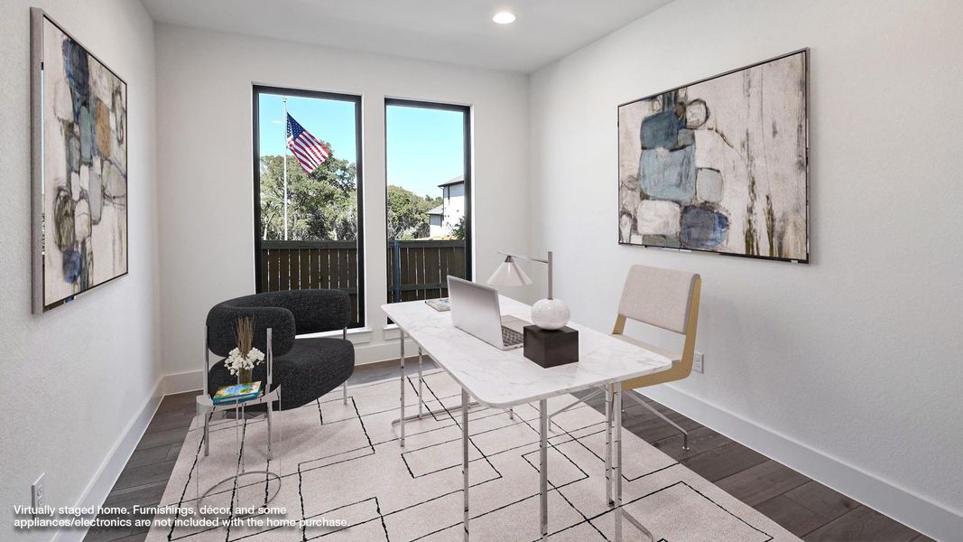 Furnished interior view inside a new home in 6 Creeks, Kyle (Image 6).