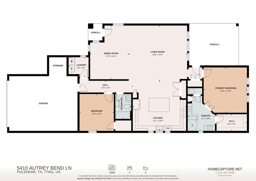 2D floor plan layout of this home in Bonterra at Cross Creek Ranch 45s - Age 55+, Fulshear, TX (Image 5).
