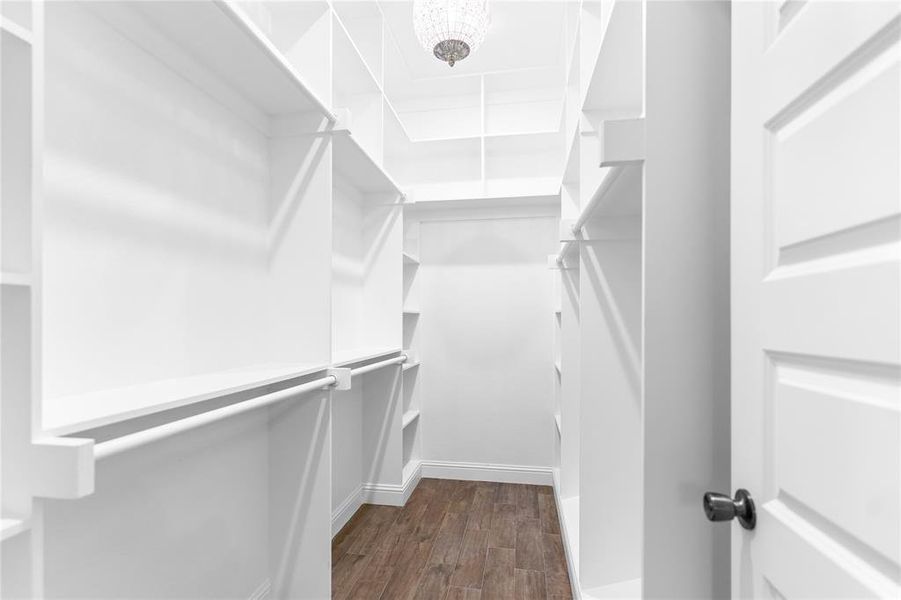 Closet located in the primary suite (not shown in picture is the mirror added to the closet) Closet located in the primary suite (not shown in picture is the mirror added to the closet)