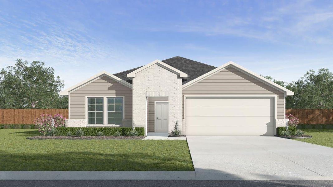 Representative exterior photo of a completed home built from the Elgin by D.R. Horton in Liberty Village, Brenham, TX (Image 1). Representative exterior photo of a completed home built from the Elgin by D.R. Horton in Liberty Village, Brenham, TX (Image 1).