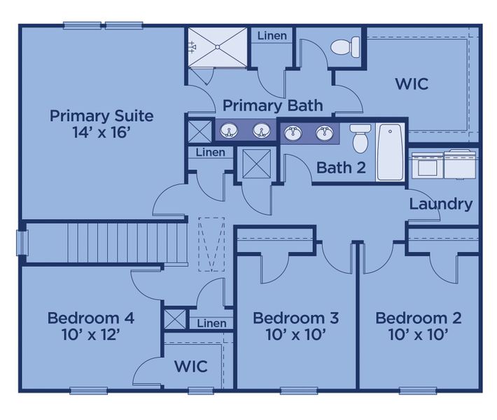 2D floor plan layout for the Gainesville by UnionMain Homes in Three Rivers, Rome, GA (Image 4).