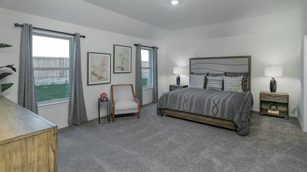 Bedroom with carpet and baseboards
