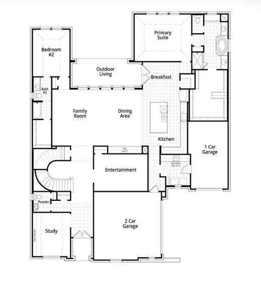 2D floor plan layout for the 289 by Highland Homes in The Grove Frisco: 95ft. lots, Frisco, TX (Image 5).