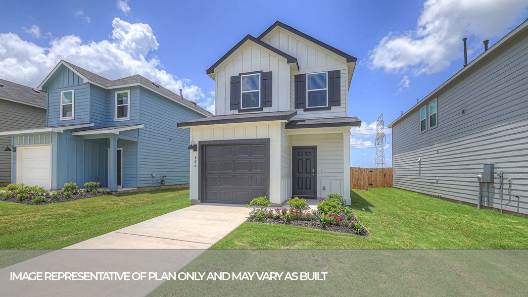 Representative exterior photo of a completed home built from the The Robin by D.R. Horton in Bollinger, Maxwell, TX (Image 2). Representative exterior photo of a completed home built from the The Robin by D.R. Horton in Bollinger, Maxwell, TX (Image 2).