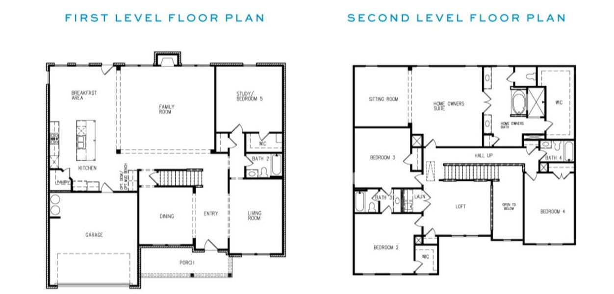 2D floor plan layout for the Clarity by DRB Homes in Saddleridge, Senoia, GA (Image 3).